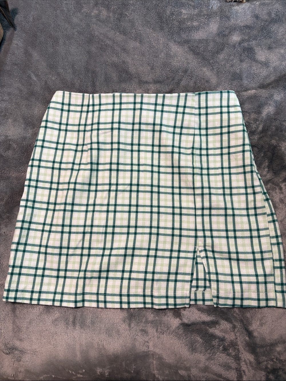 wild fable Green and White Plaid Mini Skirt with Front Slit